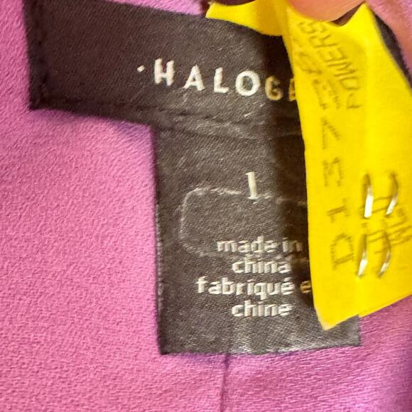 Halogen Purple Floral Chiffon Long Sleeve Midi Dress Women's Sz L - Picture 6 of 11